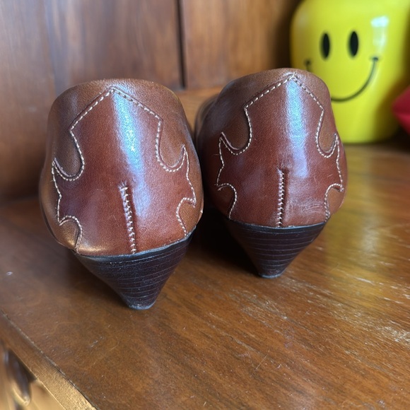 Vintage Nicole Austin brown leather western shoes loafers booties size 9 - Picture 4 of 8